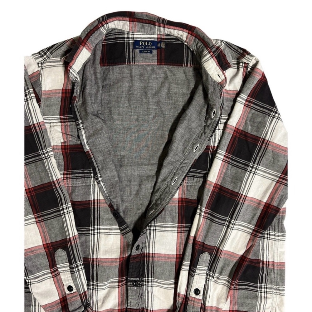 Polo by Ralph Lauren Black and Red Plaid Casual Button Down Shirt - Picture 4 of 4
